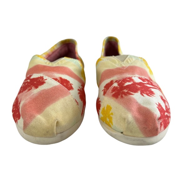 Toms Orange Palm Trees Classic Slip-On Loafers Size W7 - Picture 3 of 14
